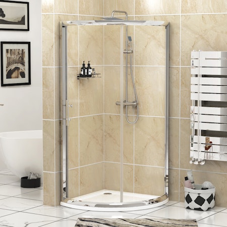 Bow 660 x 660mm Quadrant Shower Enclosure with Acrylic Tray - 6mm Single Door