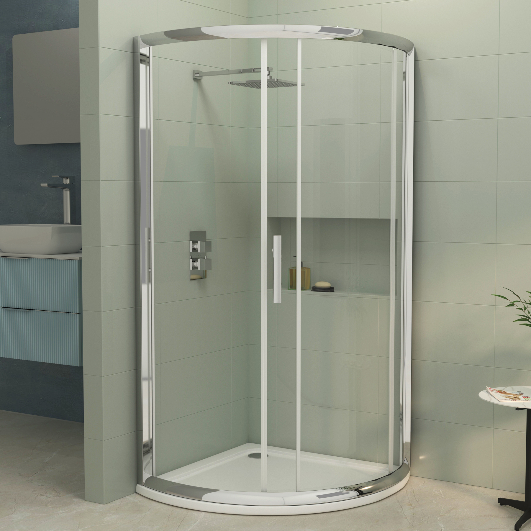 Bow 760 x 760mm Quadrant Shower Enclosure with Acrylic Tray - 6mm Single Door