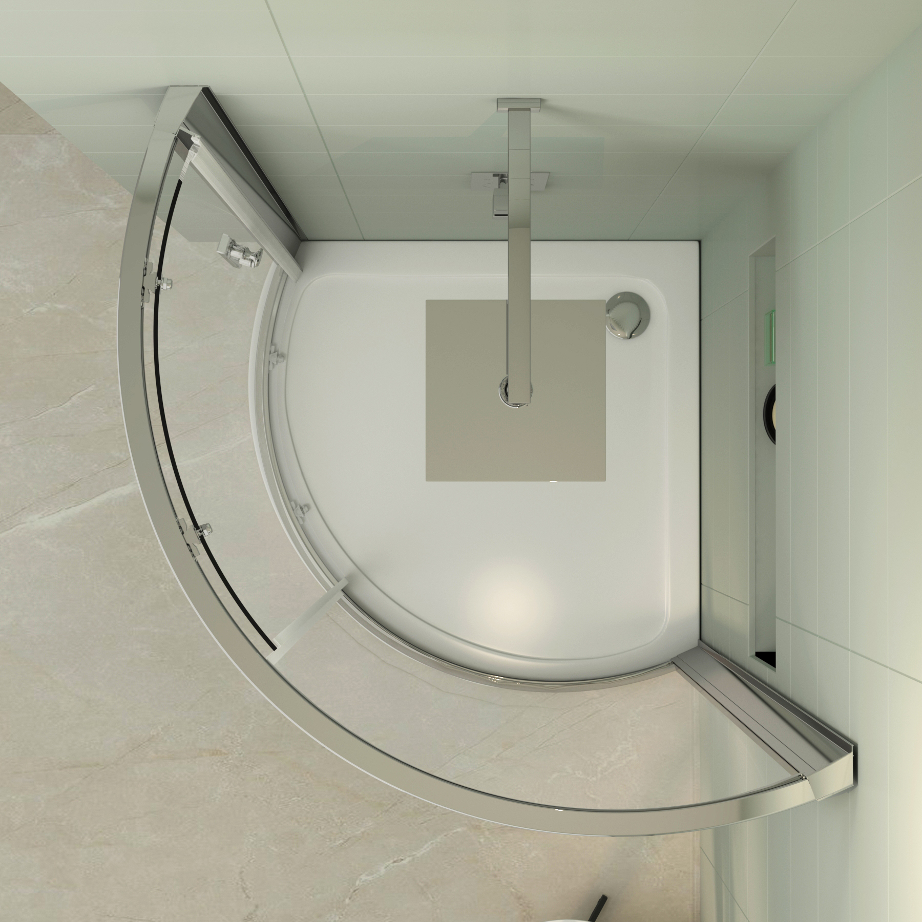 Bow 760 x 760mm Quadrant Shower Enclosure with Acrylic Tray - 6mm Single Door