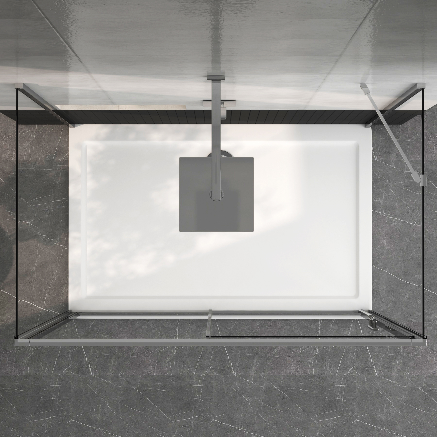 Grand 1400 x 800mm Rectangle Sliding Door 3-Sided Shower Enclosure 6mm Glass