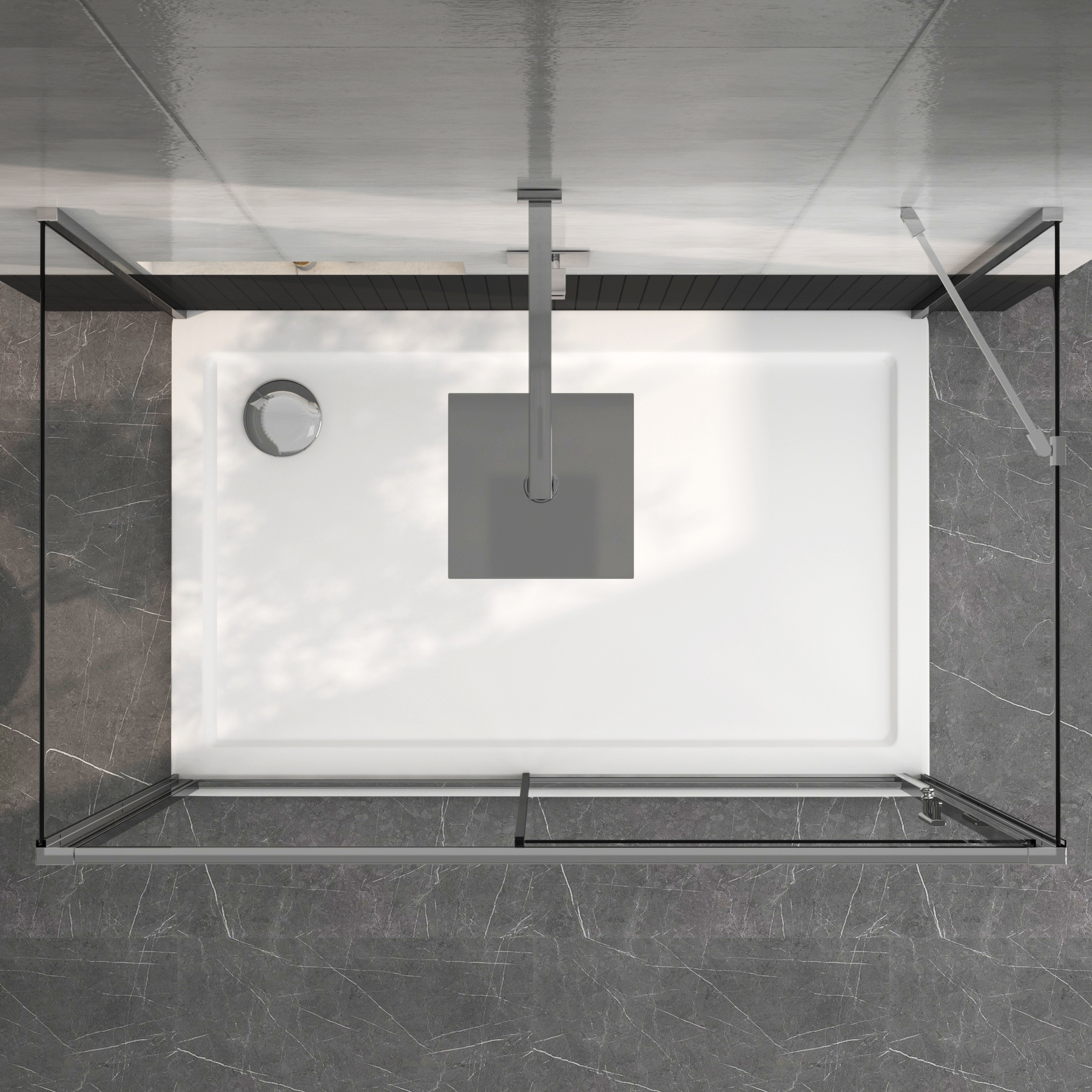 Grand 1000 x 800mm Rectangle Sliding Door 3-Sided Shower Enclosure 6mm Glass