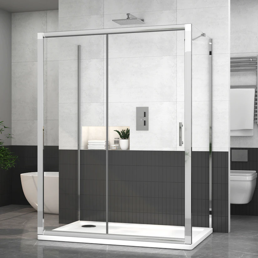 Grand 1300 x 900mm Rectangle Sliding Door 3-Sided Shower Enclosure 6mm ...