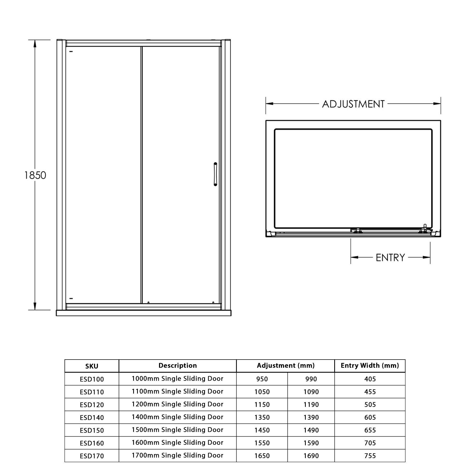 Milan 6mm Sliding Door Rectangular Shower Enclosure Various Sizes ...