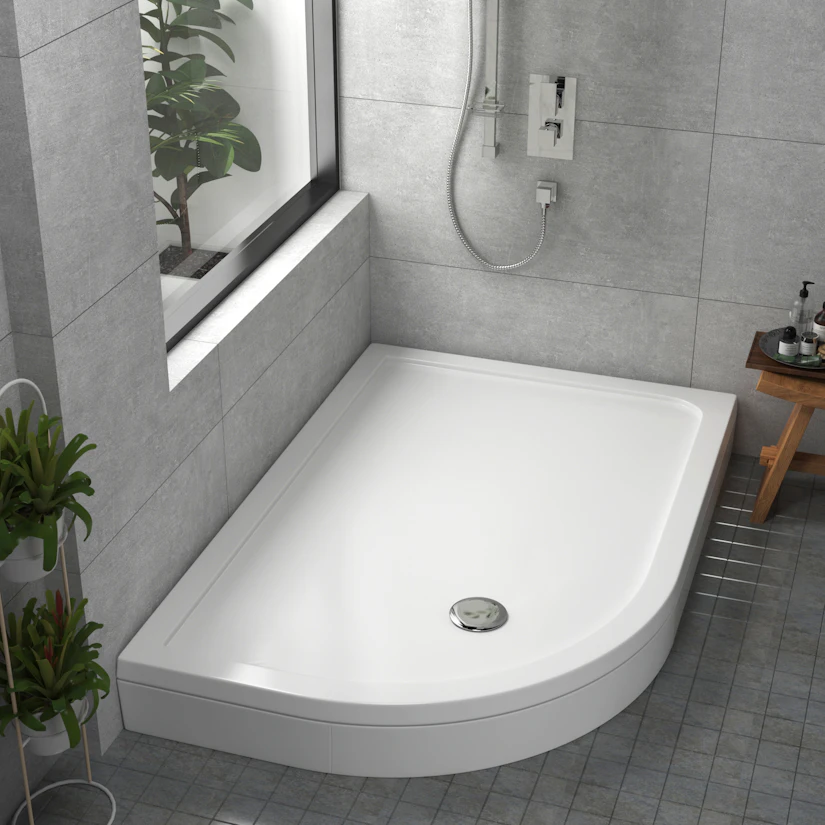 Cpex Riser Apex Left Handed Offset Quadrant Stone Shower Tray with Riser Kit ...