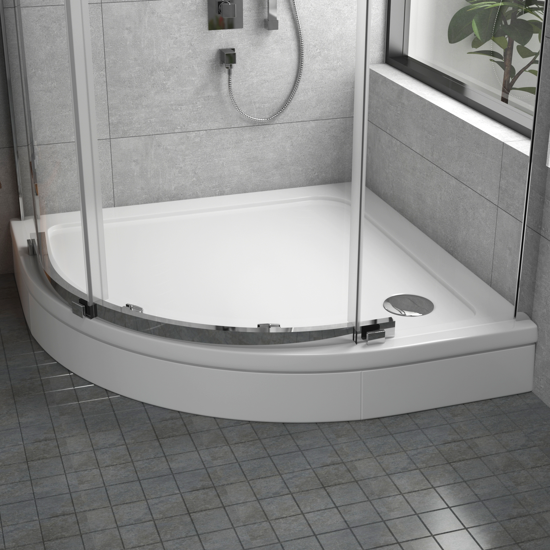 Apex Quadrant Stone Shower Tray with Riser Kit