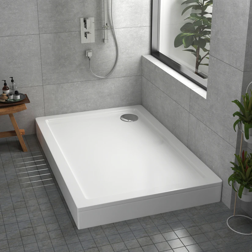 Cpex Riser Apex 1100 x 800 x 30mm Rectangular Stone Shower Tray with Riser Kit ...