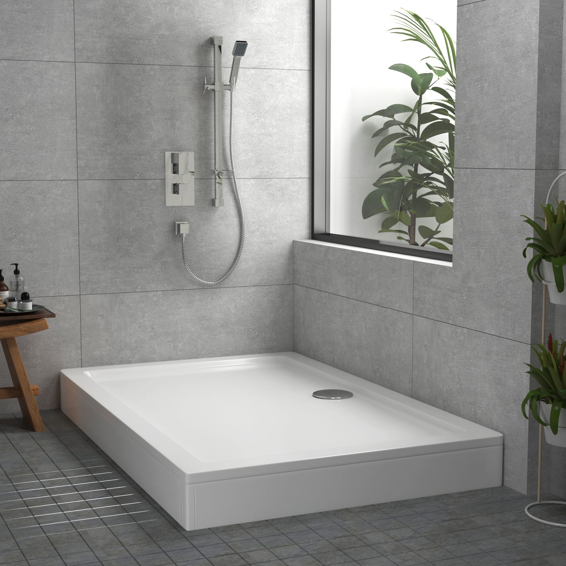 Apex Rectangular Stone Shower Tray with Riser Kit