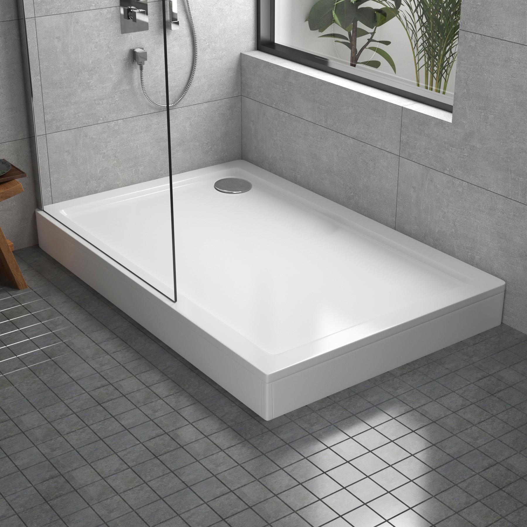 Apex Rectangular Stone Shower Tray with Riser Kit
