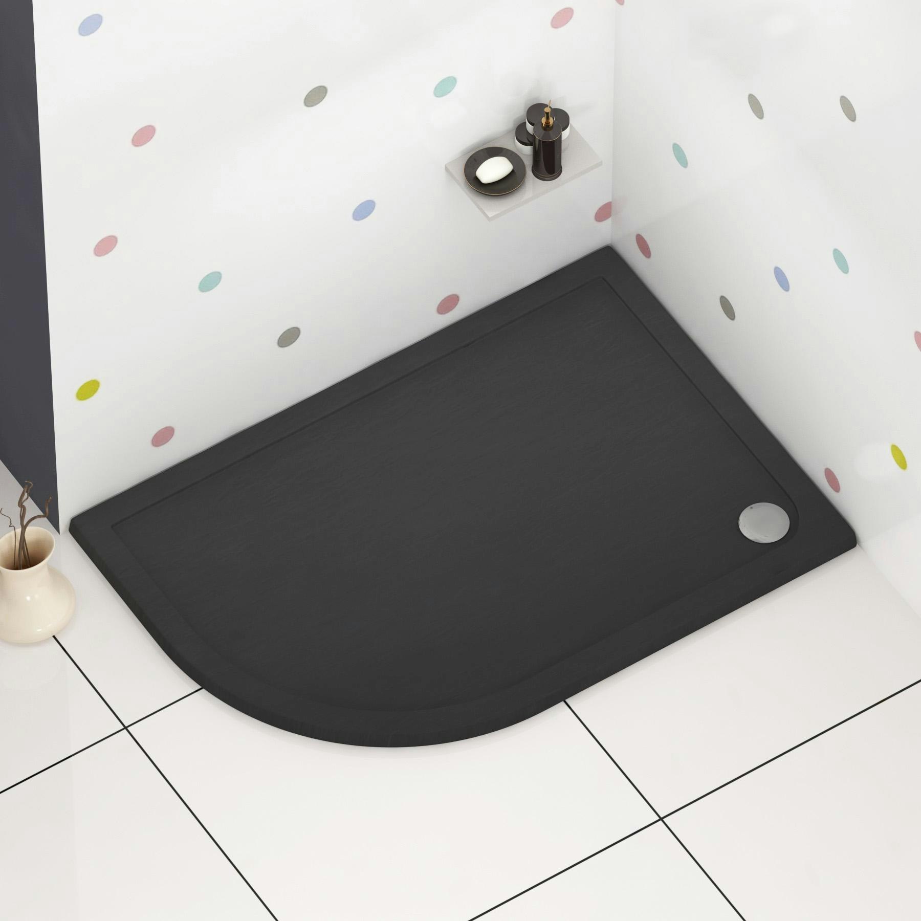 Hudson Reed 40mm Slimline LH Offset Quadrant Pearlstone Shower Tray