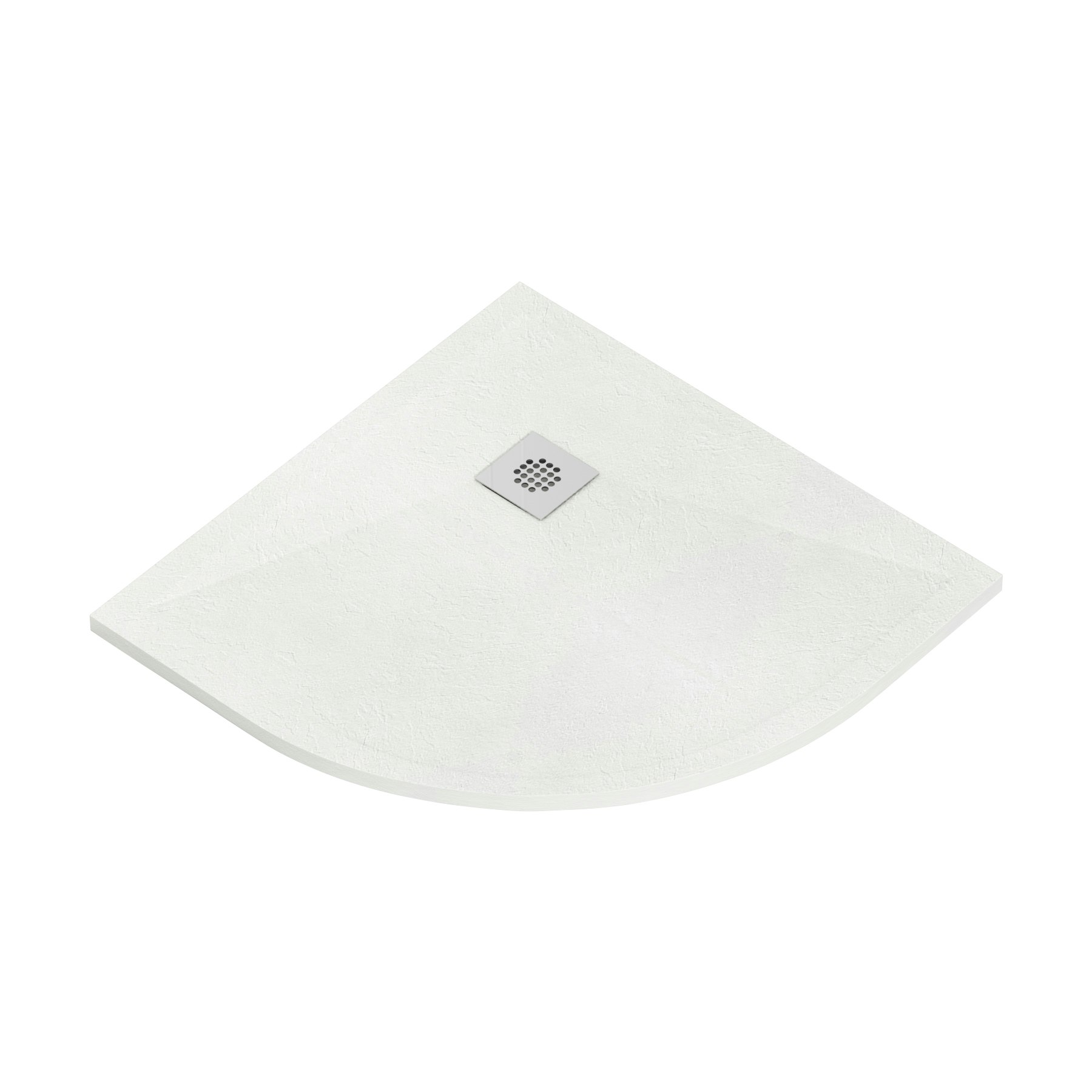 LuxeFlo Quadrant White Slate Effect Shower Tray with Silver Waste