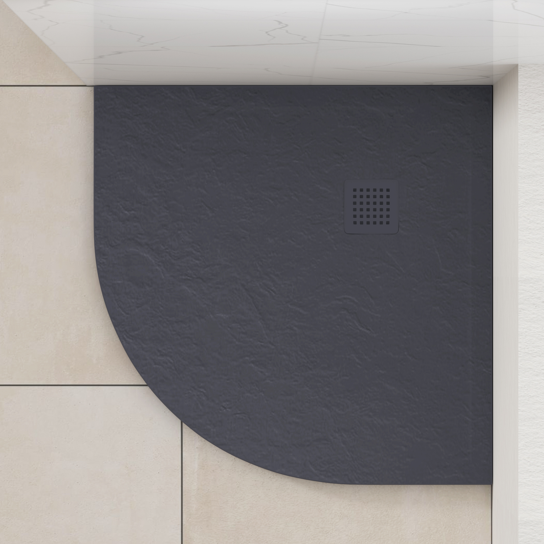 Venice Brushed Brass Quadrant Shower Enclosure with Grey Stone Shower Tray - 6mm Double Sliding Door