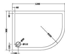 Hudson Reed Right Handed Offset Quadrant Pearlstone Shower Tray 1200 x 900 x 40