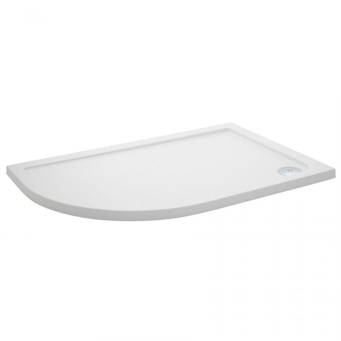 Hudson Reed Left Handed Offset Pearlstone Shower Tray for Shower Enclosures with Riser Kit