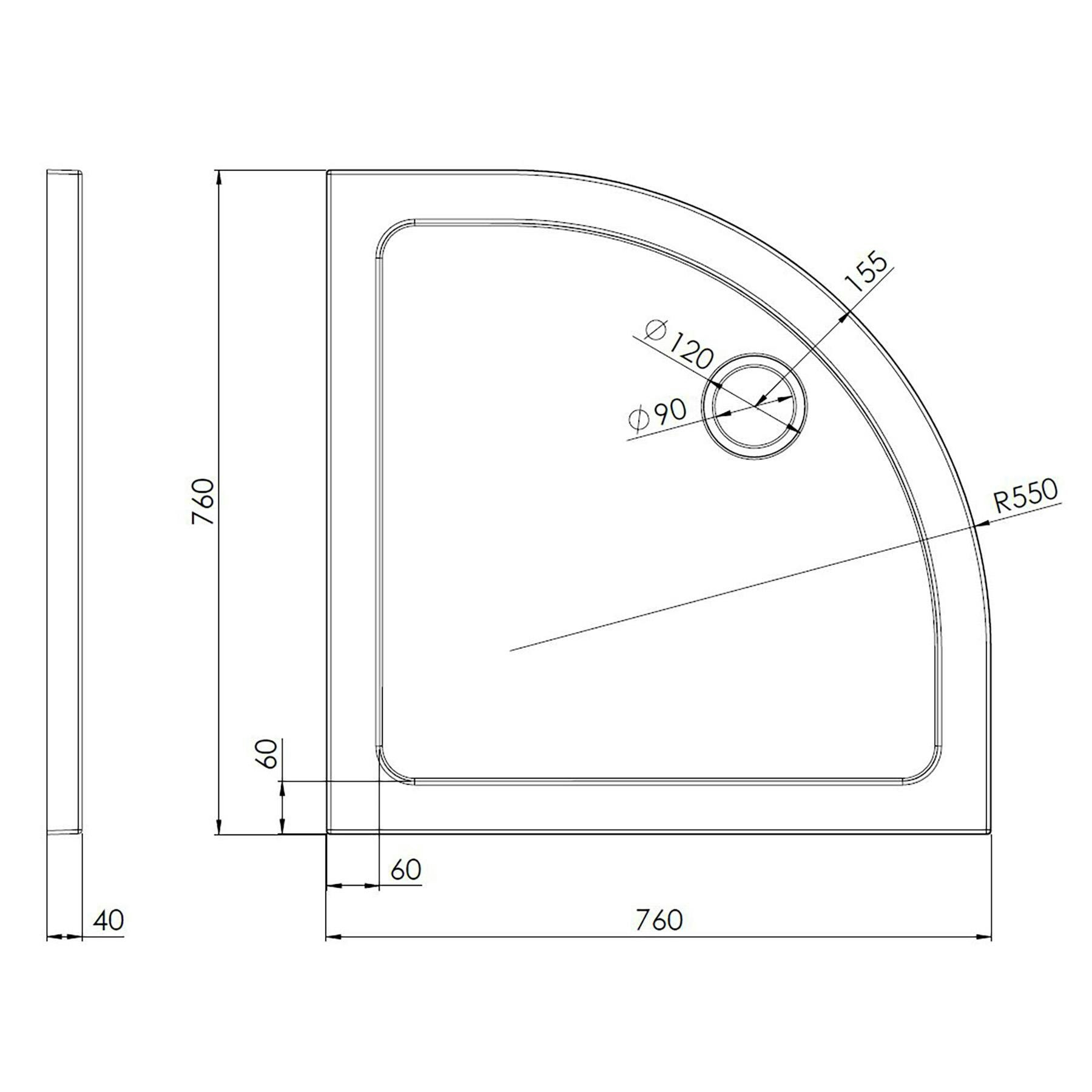 Imperial 760 x 760mm Quadrant Shower Enclosure with Tray 6mm Double