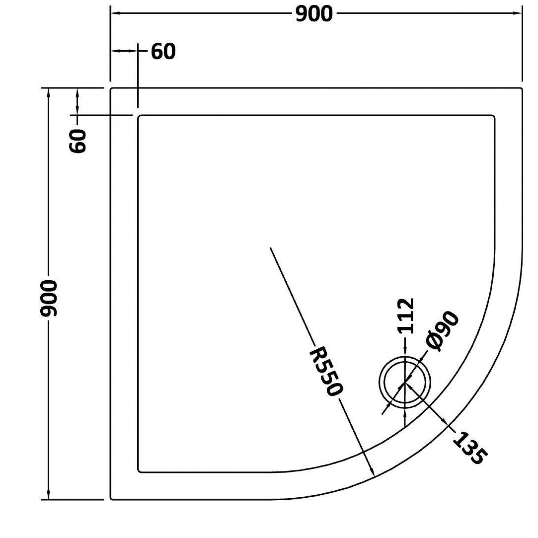 Imperial 900mm Quadrant Shower Enclosure with High Tray 6mm Double