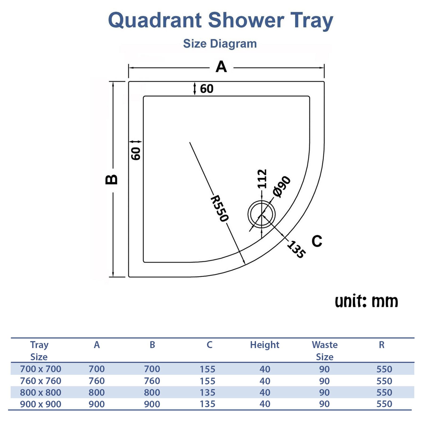 Hudson Reed Quadrant Pearlstone Shower Tray - Various Sizes
