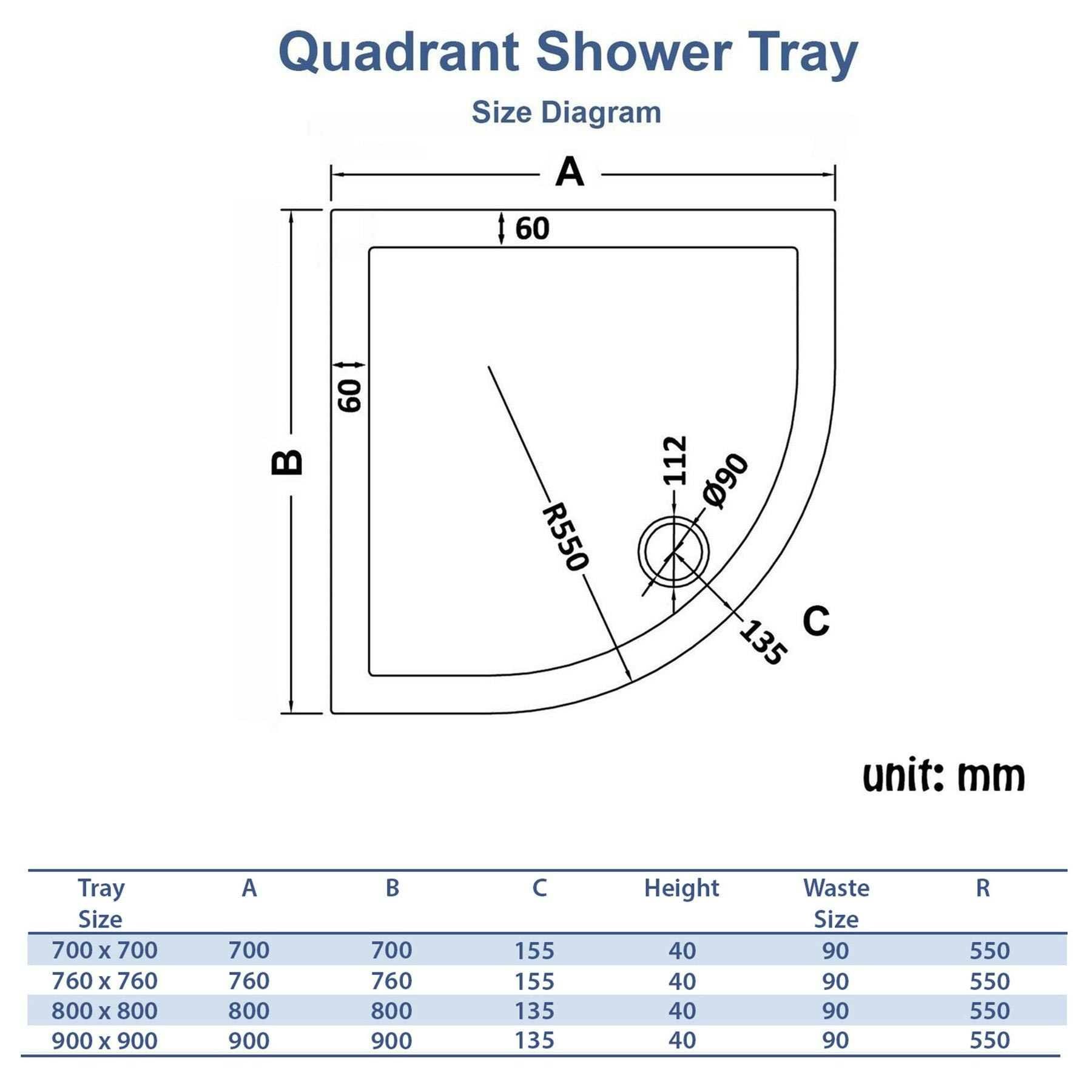 Imperial Quadrant Shower Enclosure with Tray 6mm Double Door - Various ...