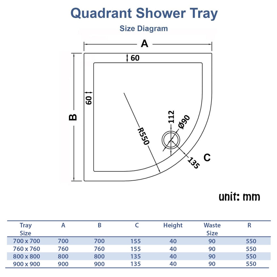 Hudson Reed Quadrant Pearlstone Shower Tray - Various Sizes