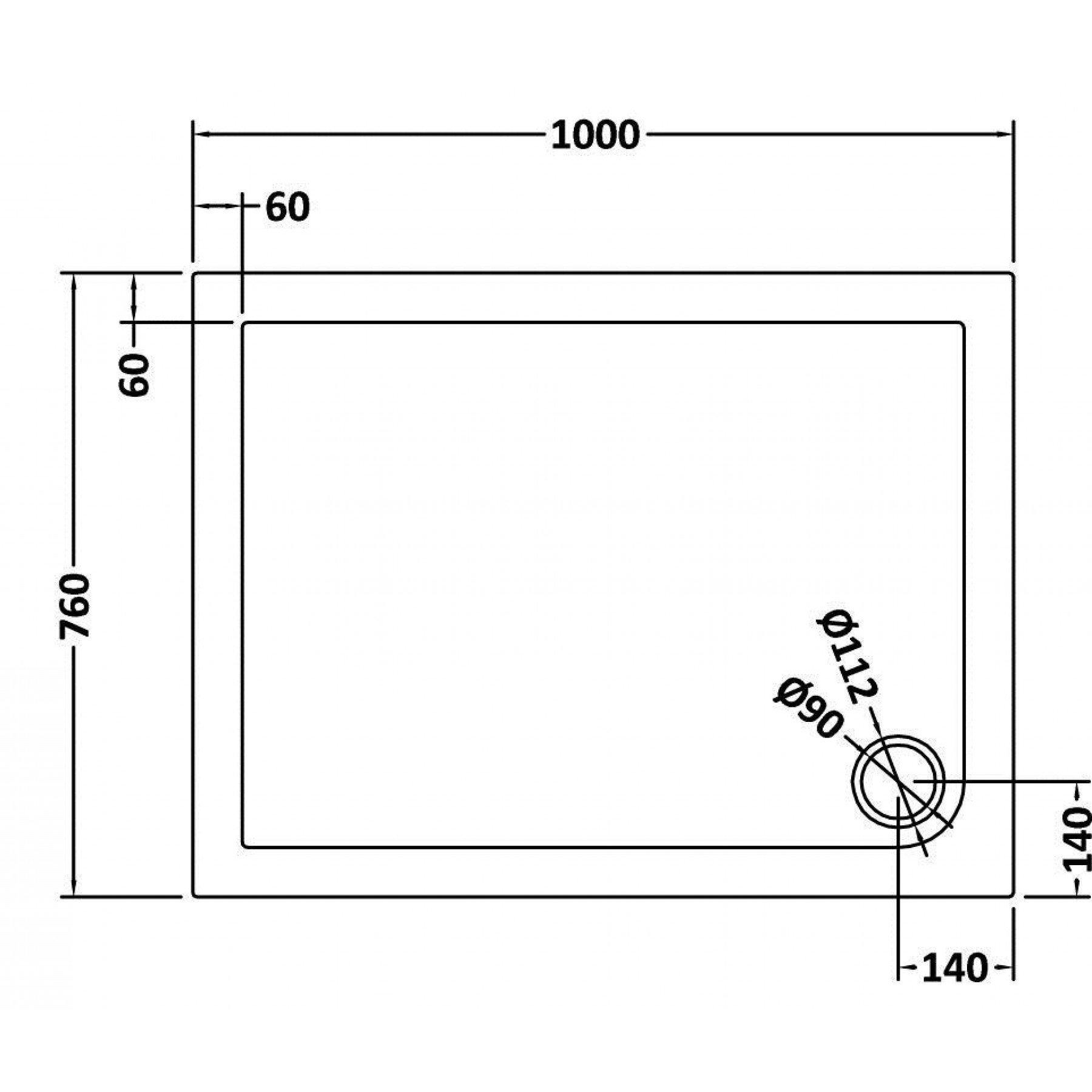Hudson Reed Rectangular Pearlstone Shower Tray 1000 x 760 x 40