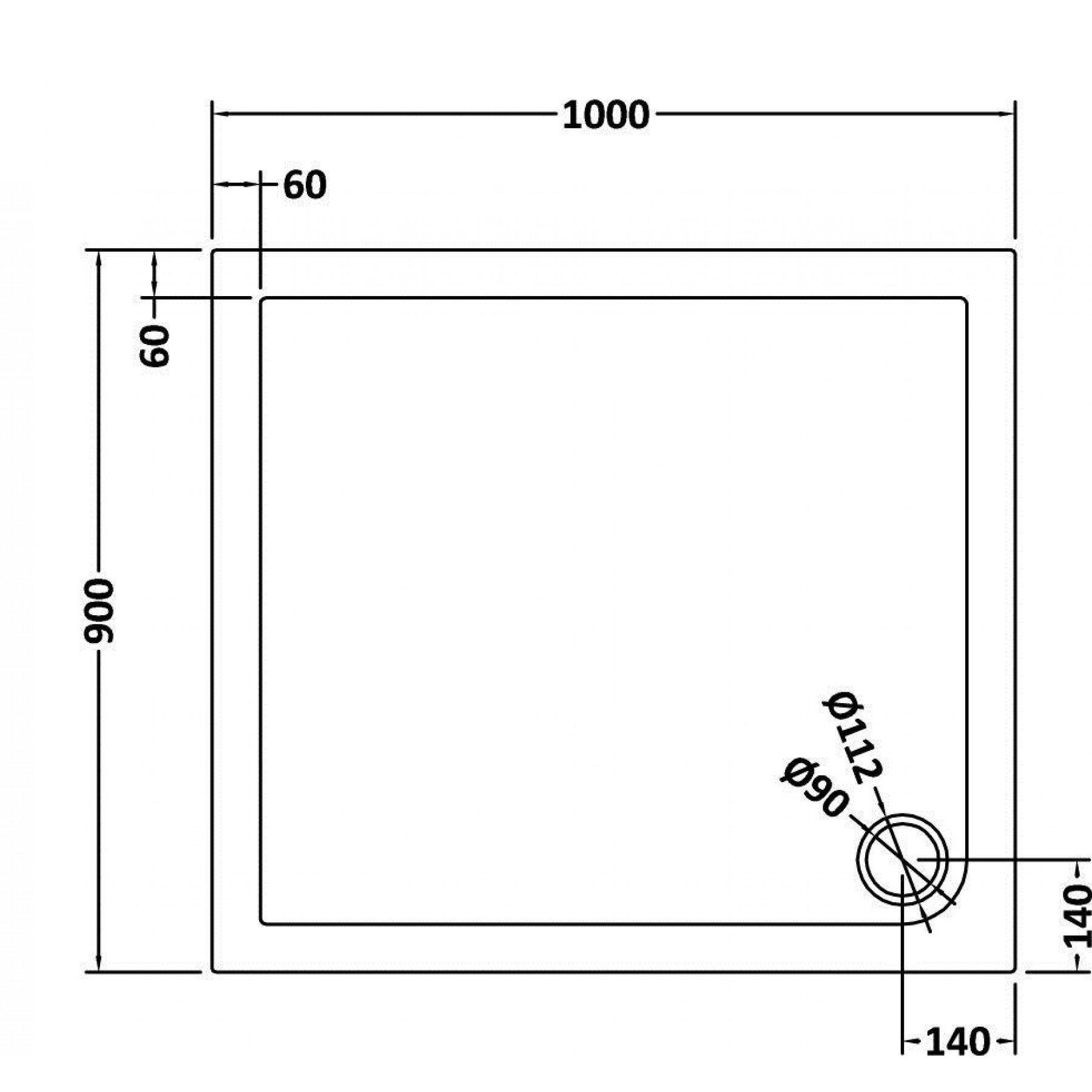 Hudson Reed Rectangular Pearlstone Shower Tray 1000 x 900 x 40