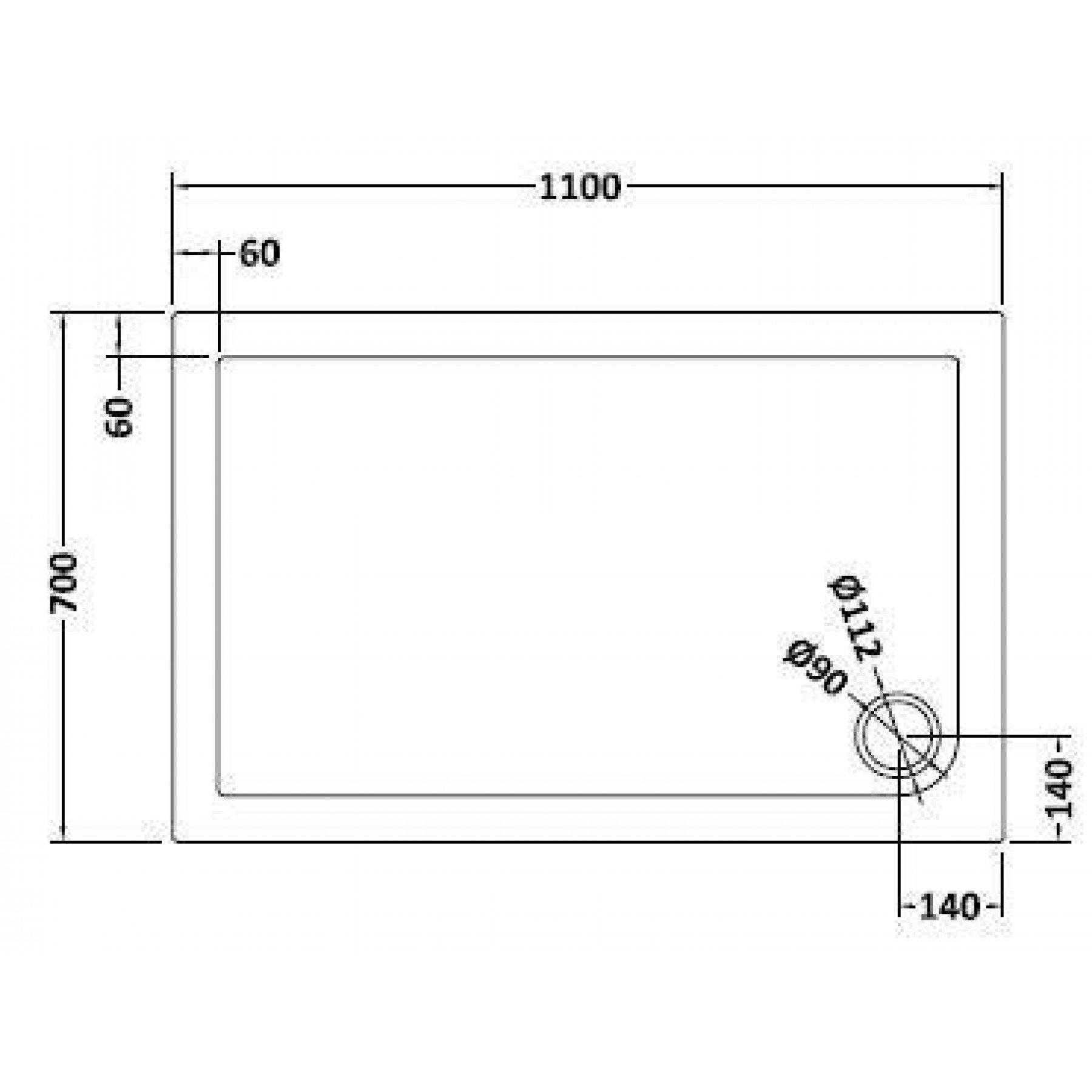 Grand 1100 x 700mm Sliding Door Rectangle Shower Enclosure wih Pearlstone Tray