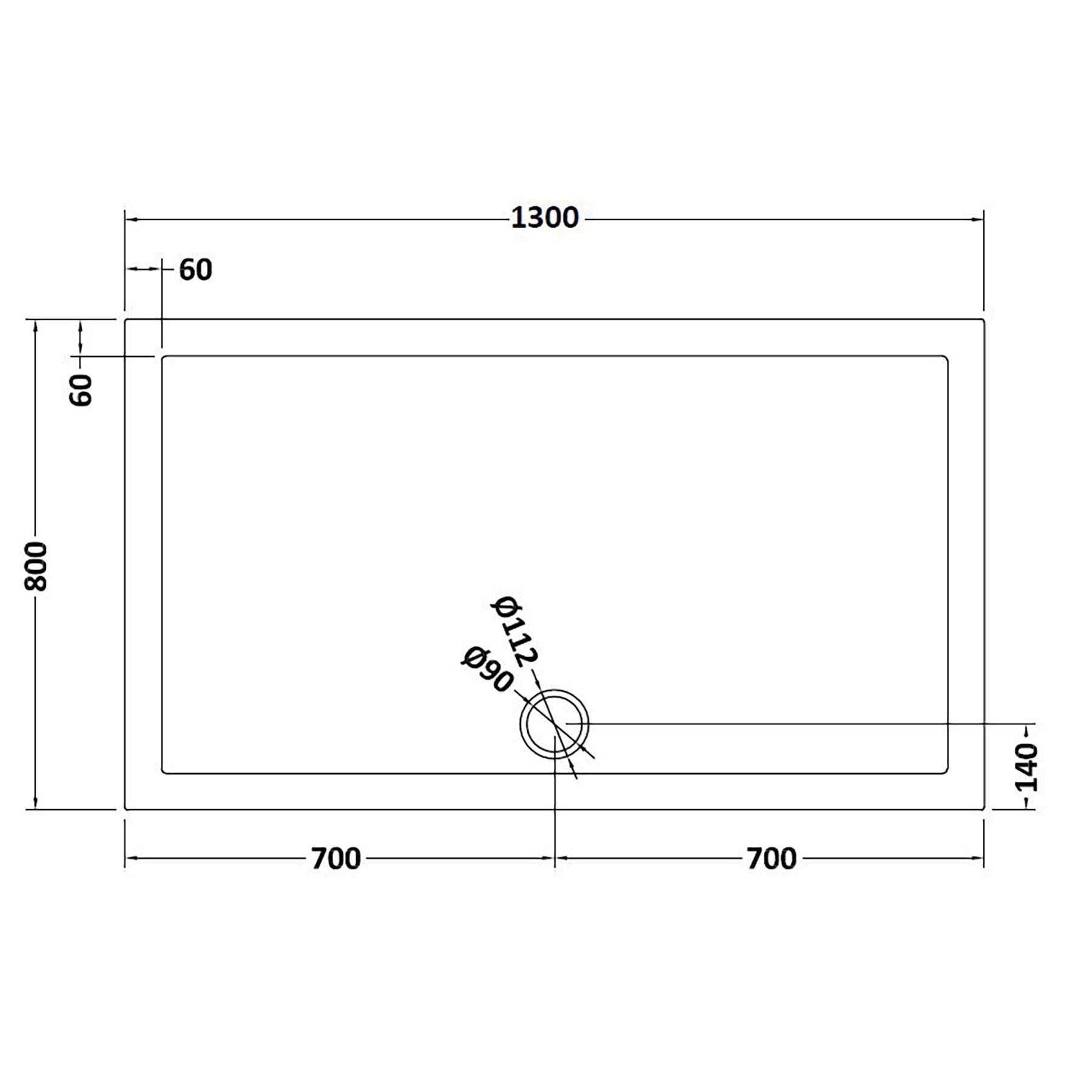 Hudson Reed Rectangular Pearlstone Shower Tray 1300 x 800 x 40
