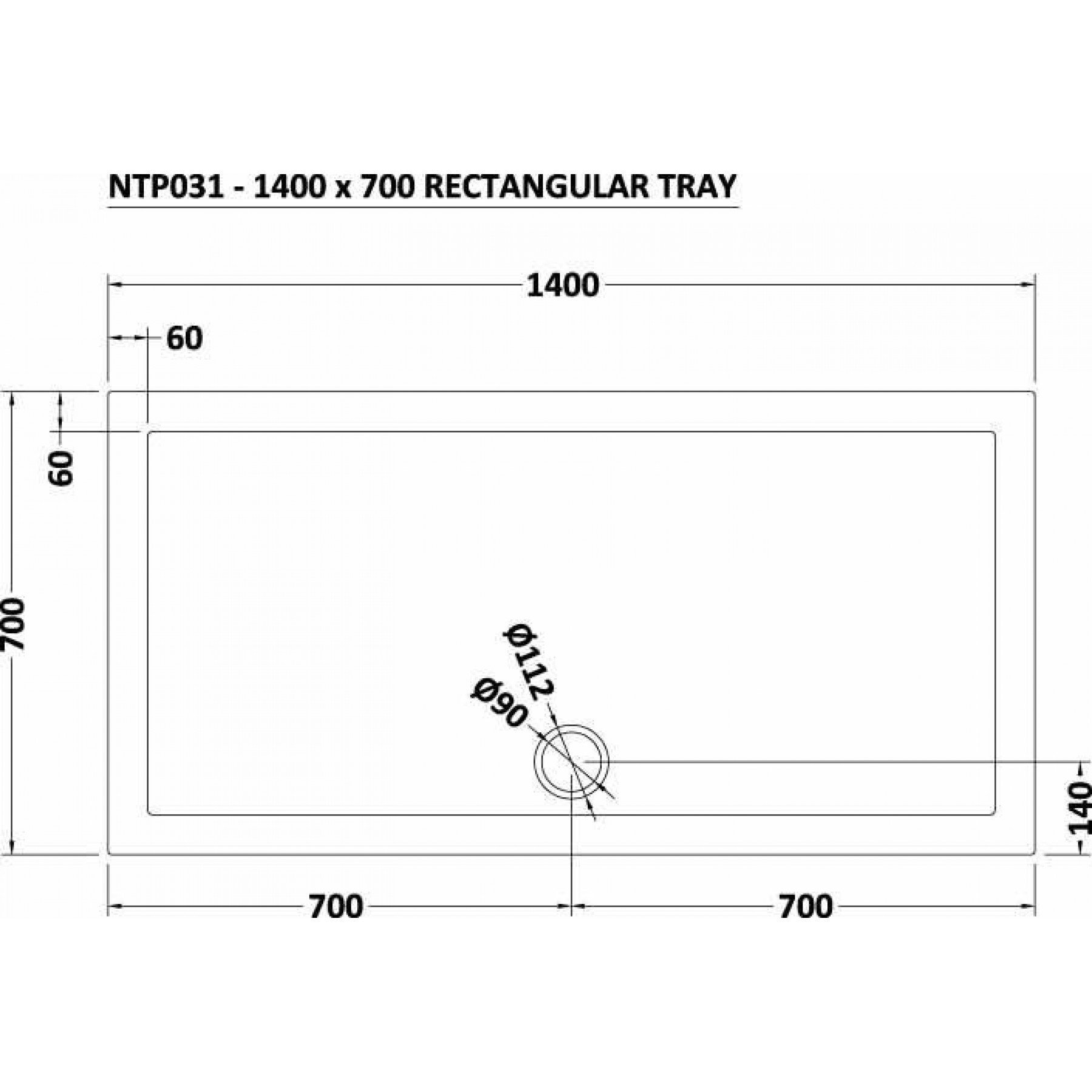 Luxor Walk In Fluted Shower Enclosure with 1400 x 700mm Tray & Matt Black Frame 8mm Easy Clean Glass