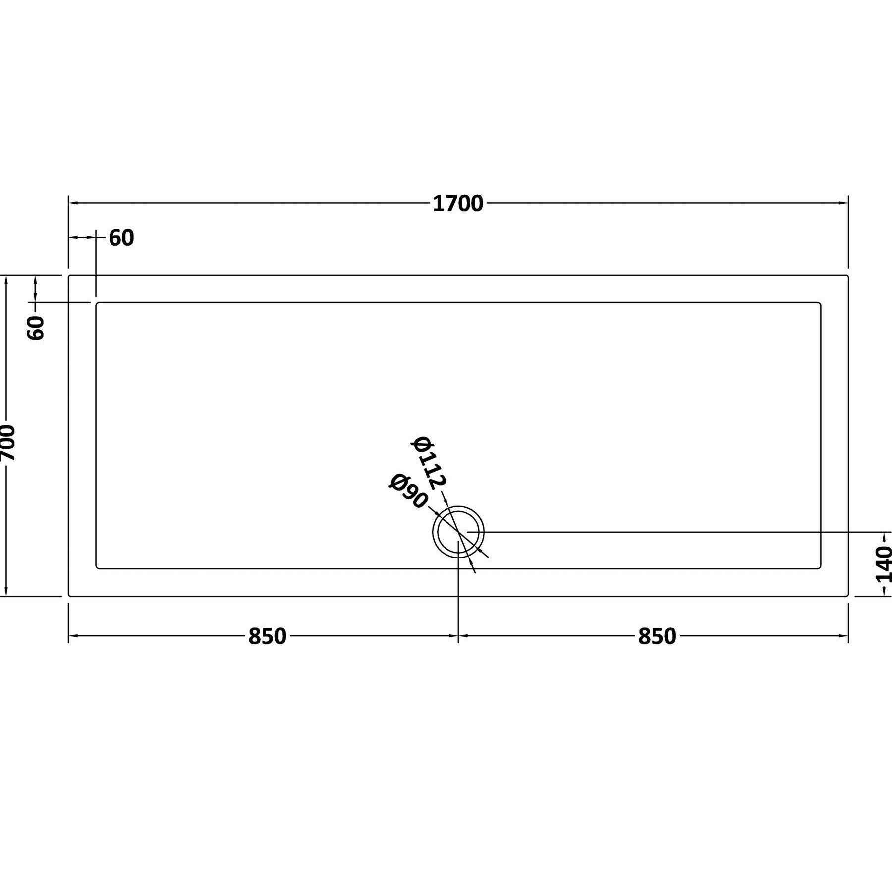Hudson Reed Rectangular Pearlstone Shower Tray 1700 x 700 x 40