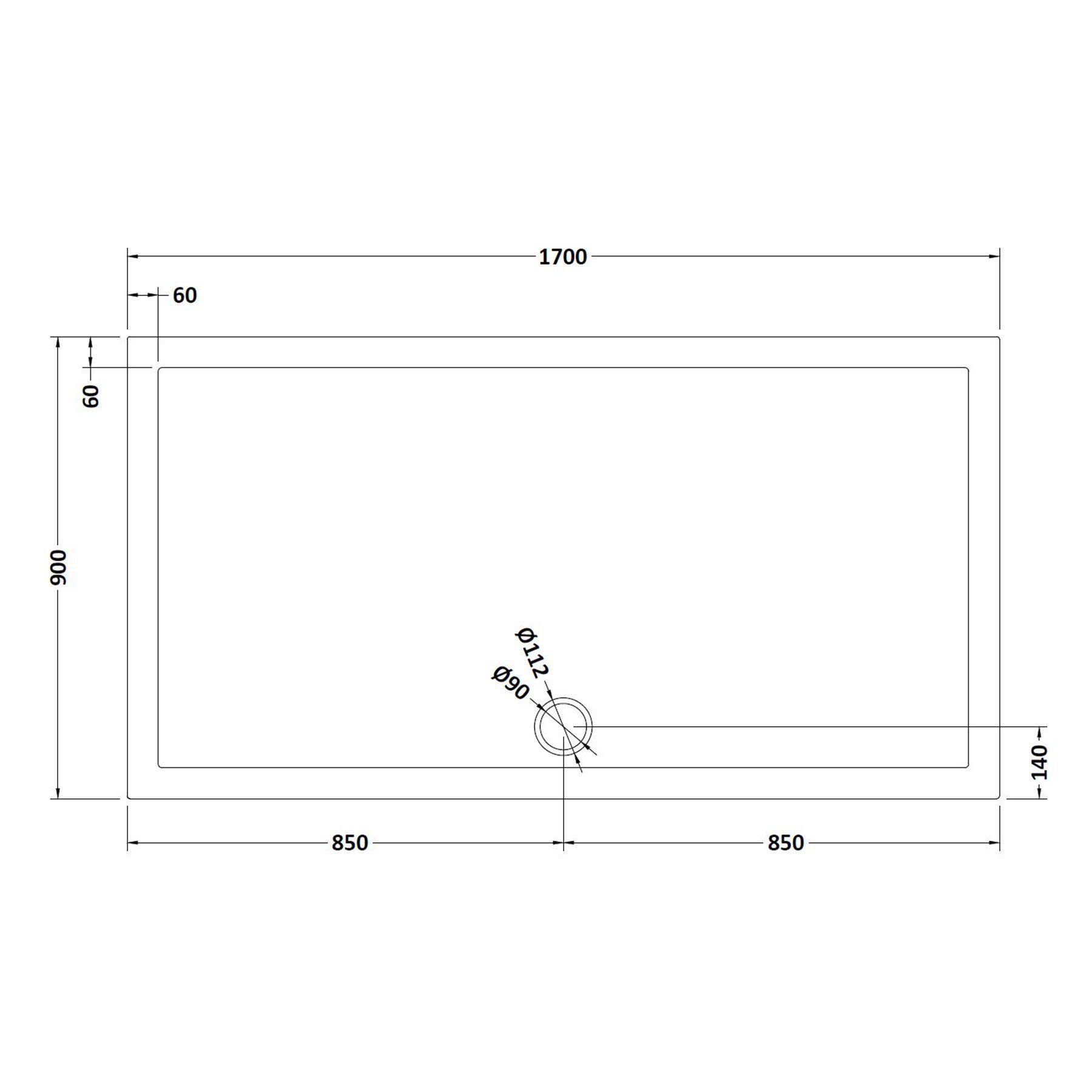 Luxor Walk In Fluted Shower Enclosure with 1700 x 900mm Tray & Chrome Frame 8mm Easy Clean Glass