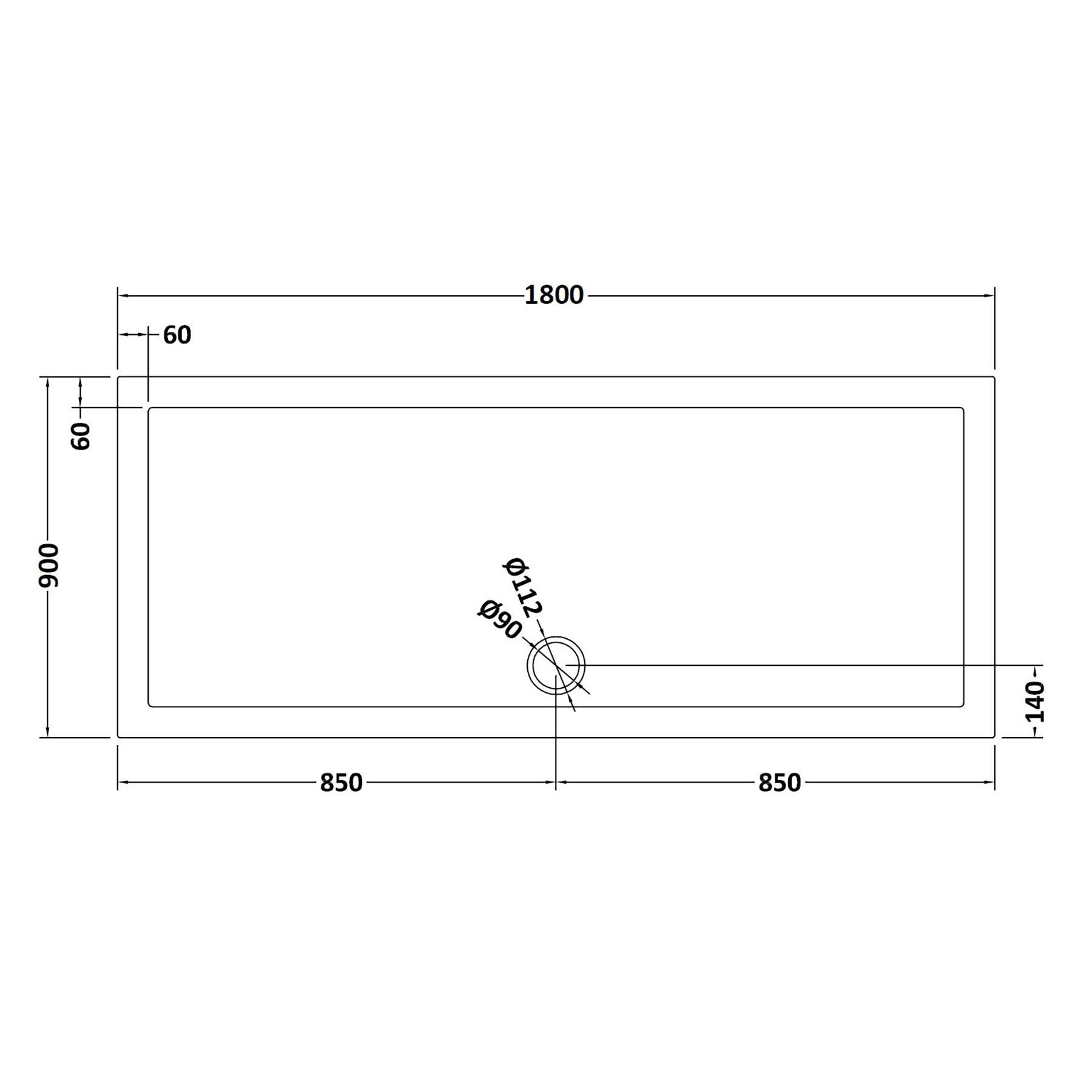 Hudson Reed Rectangular Pearlstone Shower Tray 1800 x 900 x 40
