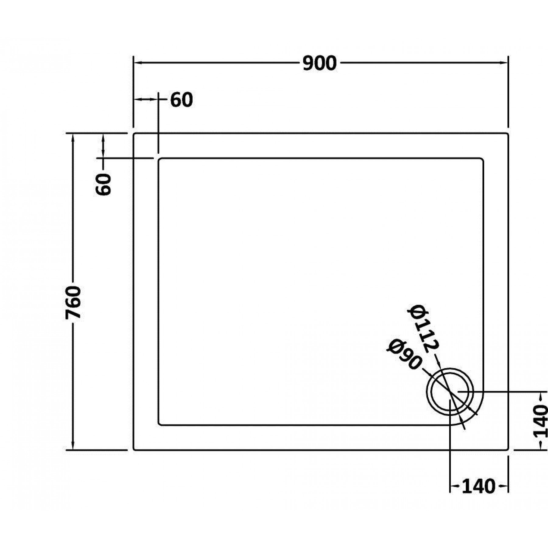 Cube 900 x 760mm Rectangular Pivot Door Shower Enclosure with Pearlstone Shower Tray - 6mm Glass
