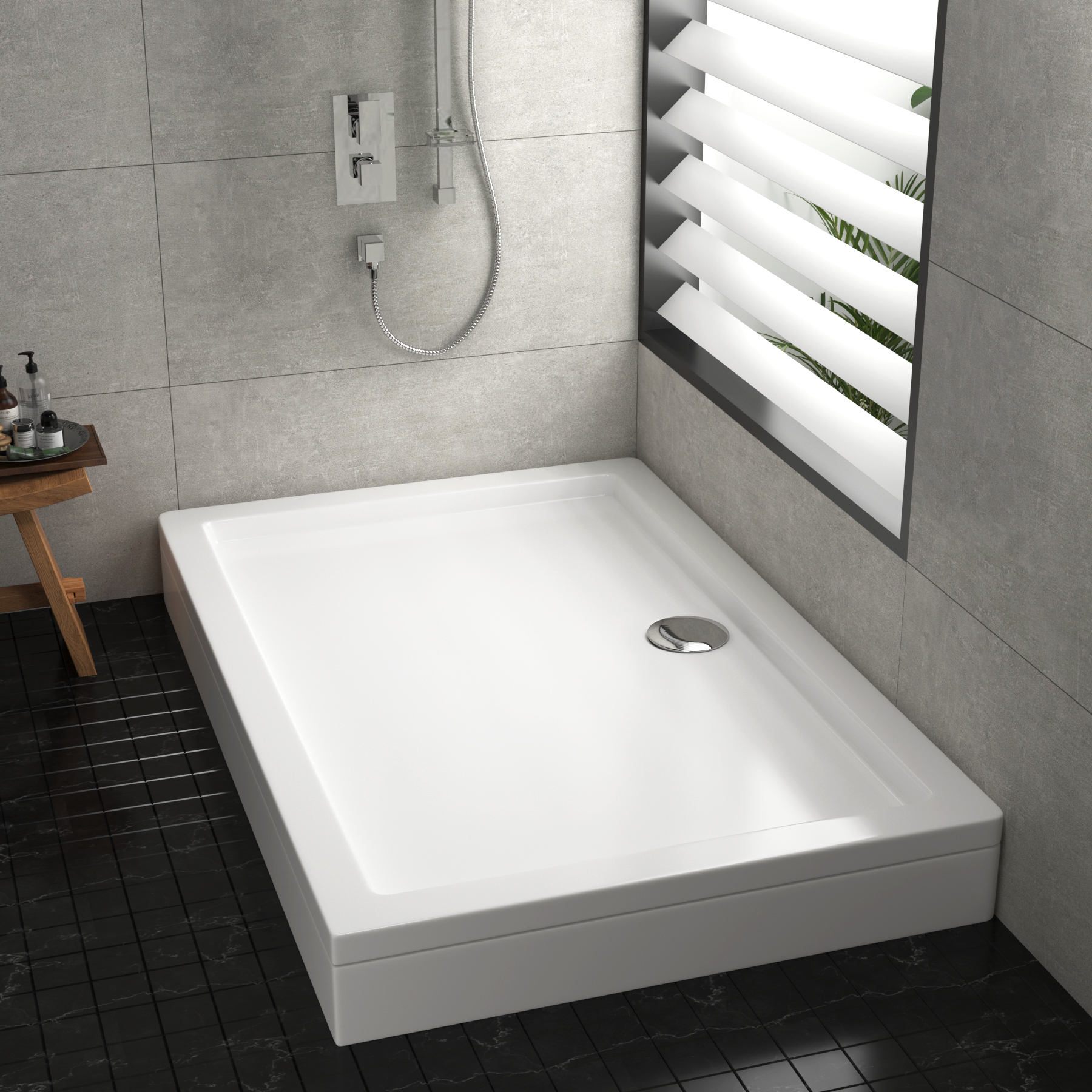 Hudson Reed Rectangular 1600 X 900 X 40 Pearlstone Shower Tray With ...