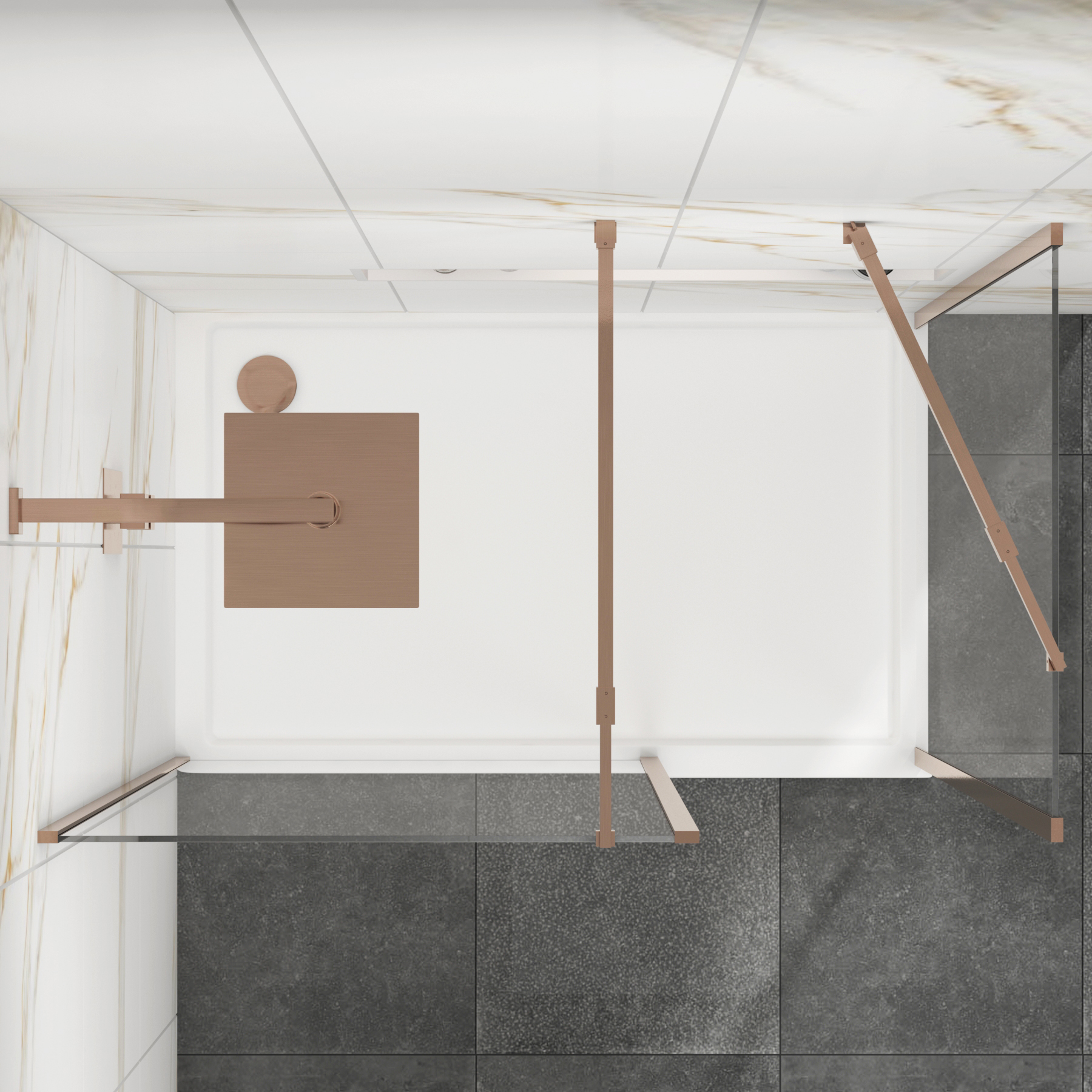 Marbella Brushed Bronze Walk In Shower Enclosure with Outer Frame & Shower Tray 8mm Easy Clean Glass