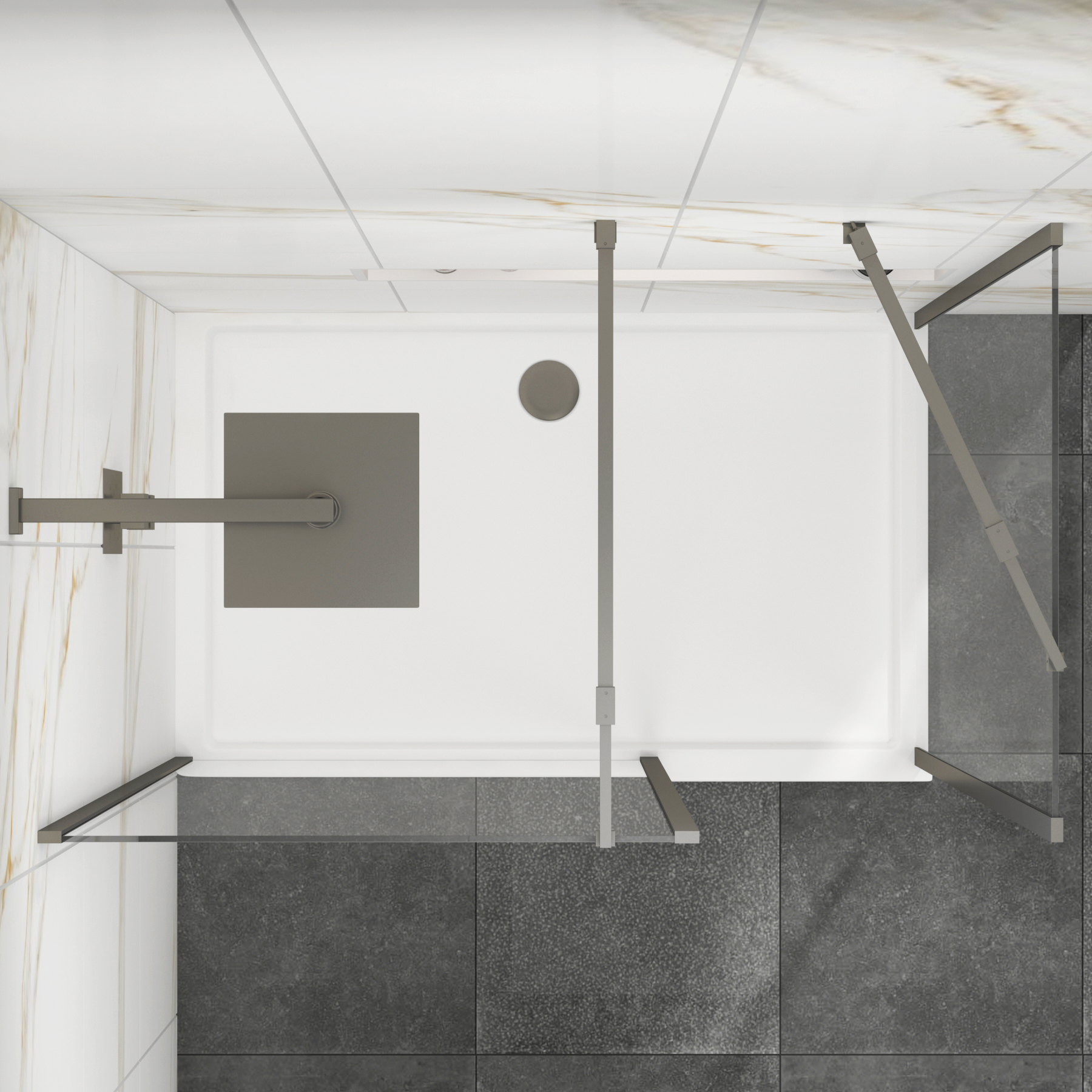 Marbella Gun Metal Grey Walk In Shower Enclosure with Outer Frame & 1700 x 900mm Tray 8mm Easy Clean Glass