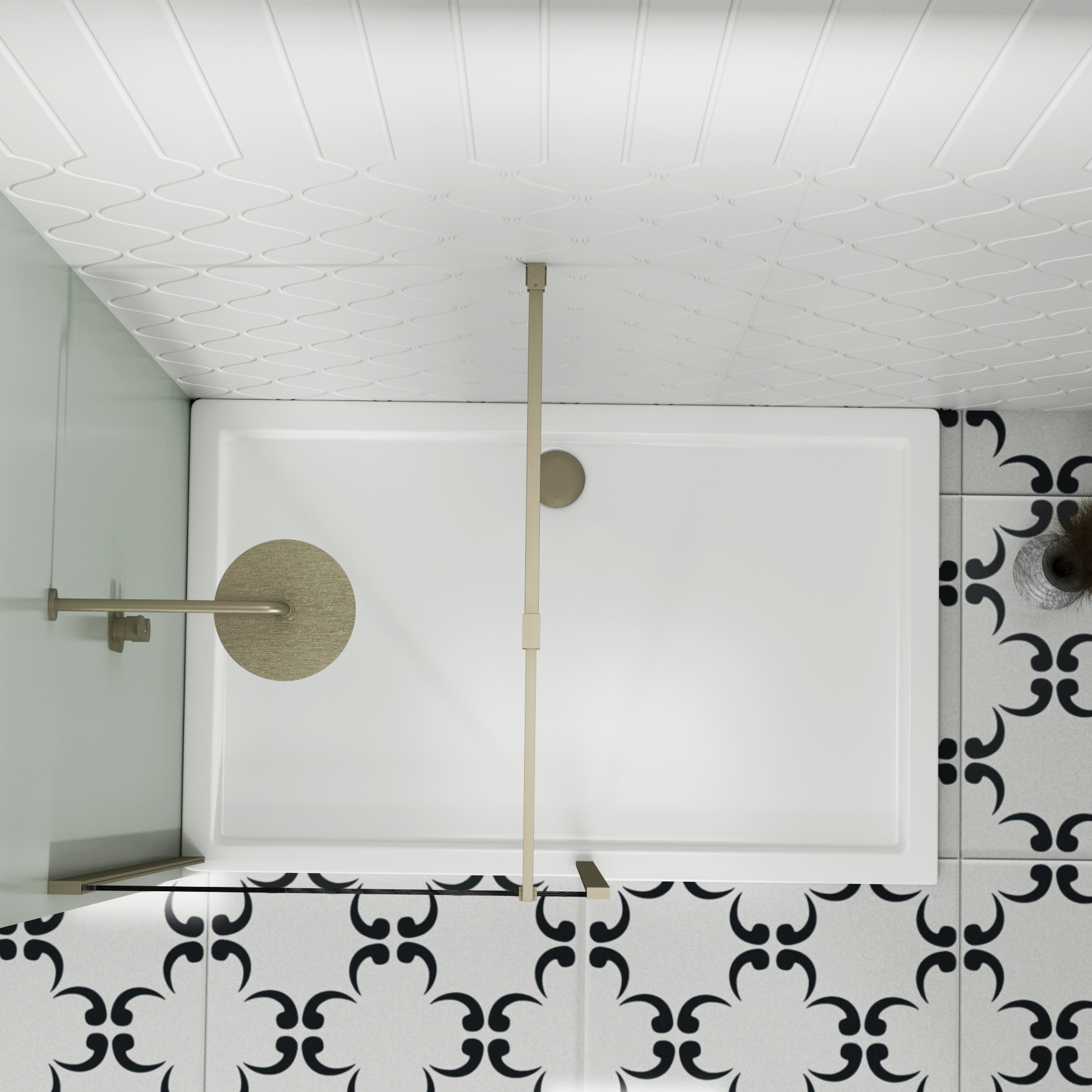 Marbella Brushed Nickel Walk In Wet Room Shower Screen with Outer Frame 8mm Easy Clean Glass