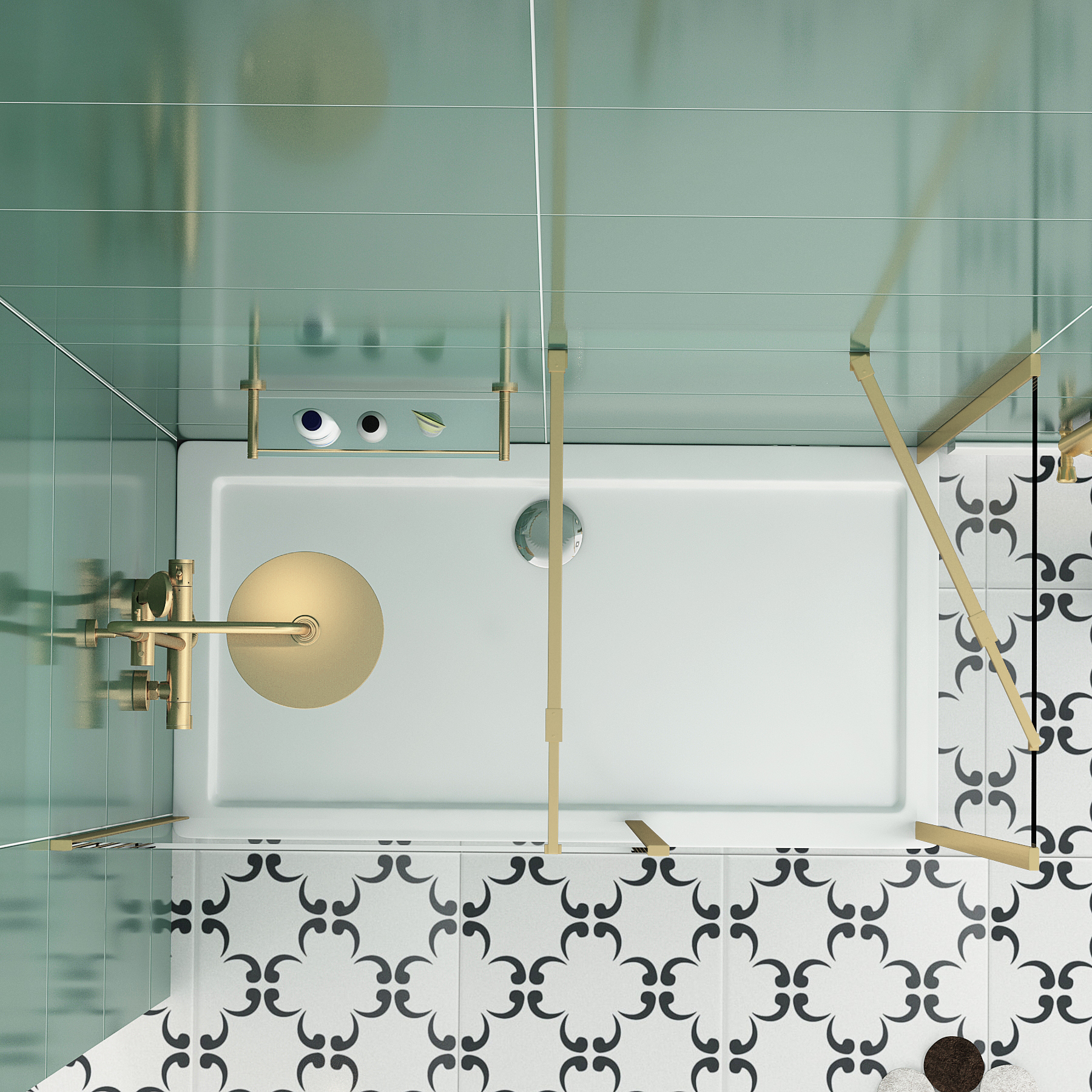 Marbella 8mm Walk In Shower Enclosure Brushed Brass with Outer Framed & Tray 1700 x 900mm - Easy Clean Wet Room