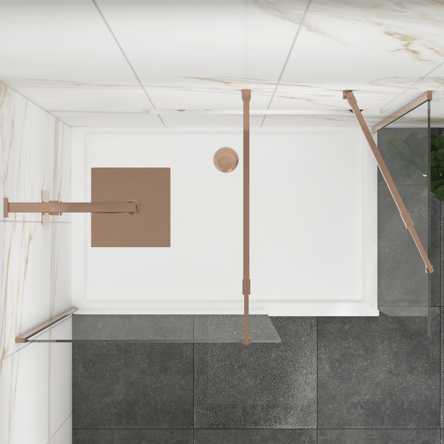 Marbella Brushed Bronze Walk In Shower Enclosure with 1400 x 900mm Tray 8mm Easy Clean Glass