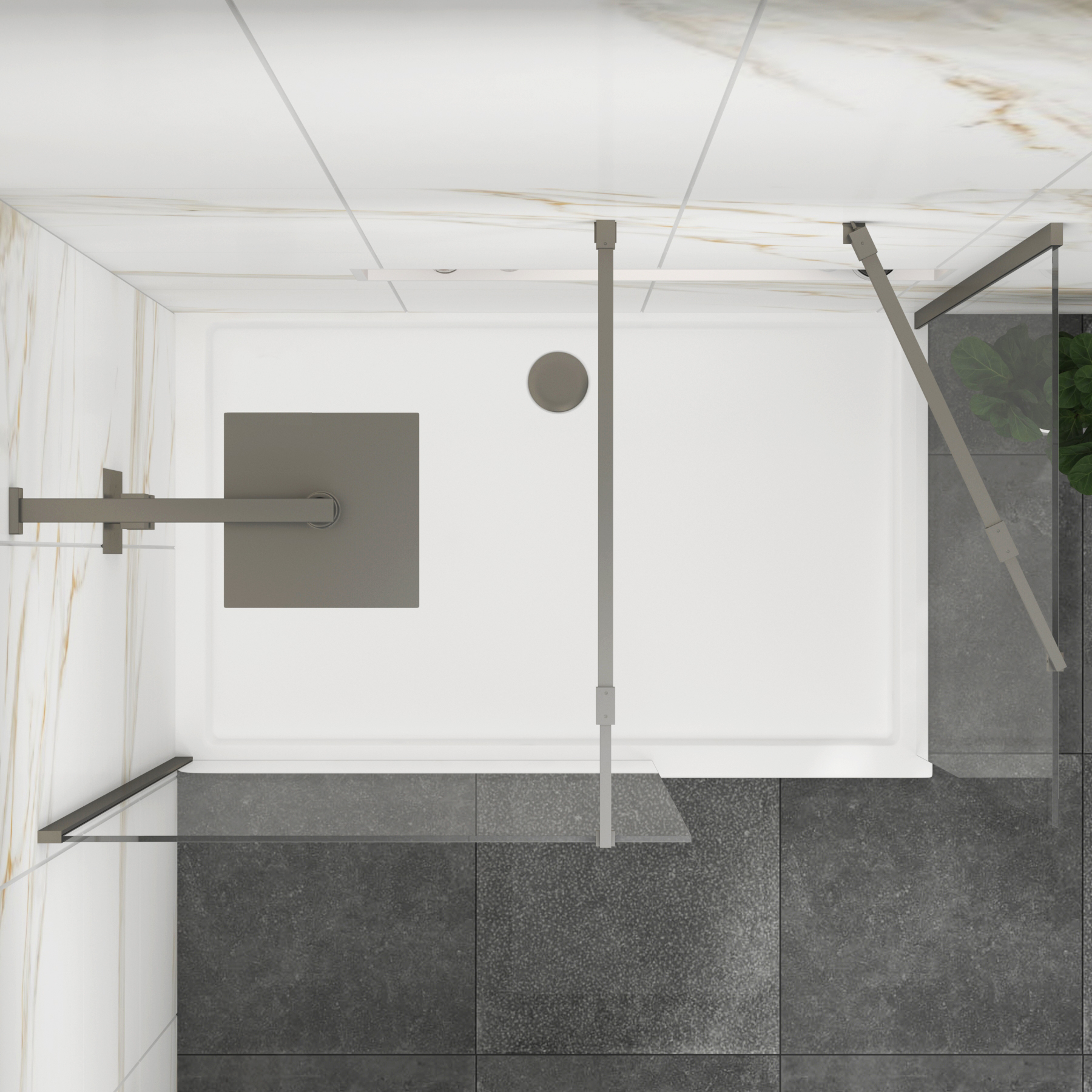 Marbella Gun Metal Grey Walk In Shower Enclosure with 1400 x 900mm Tray 8mm Easy Clean Glass