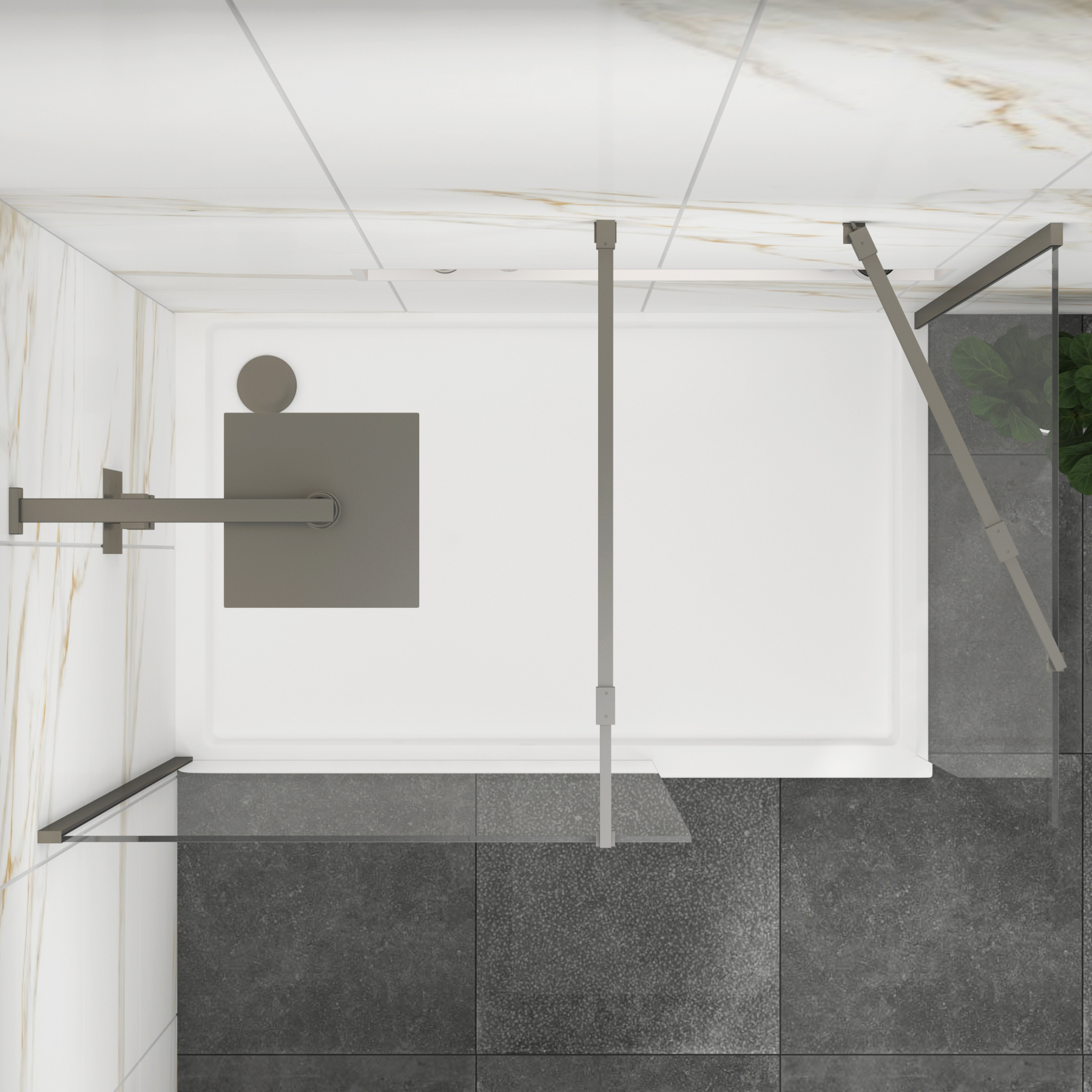 Marbella Gun Metal Grey Walk In Shower Enclosure with 1200 x 900mm Tray 8mm Easy Clean Glass