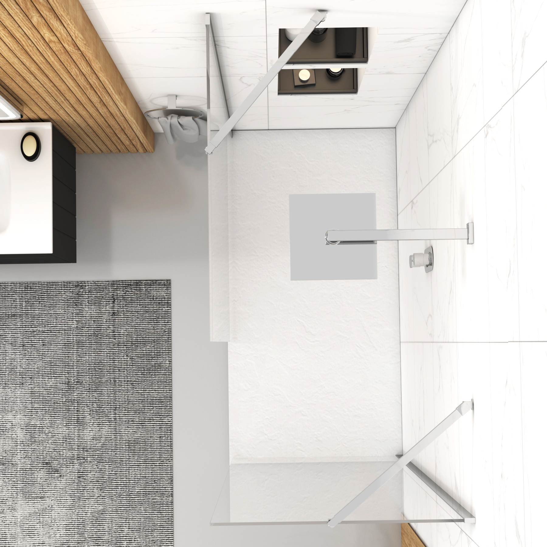 Marbella Walk In Shower Enclosure with White Slate Effect Stone Tray 8mm Easy Clean Glass