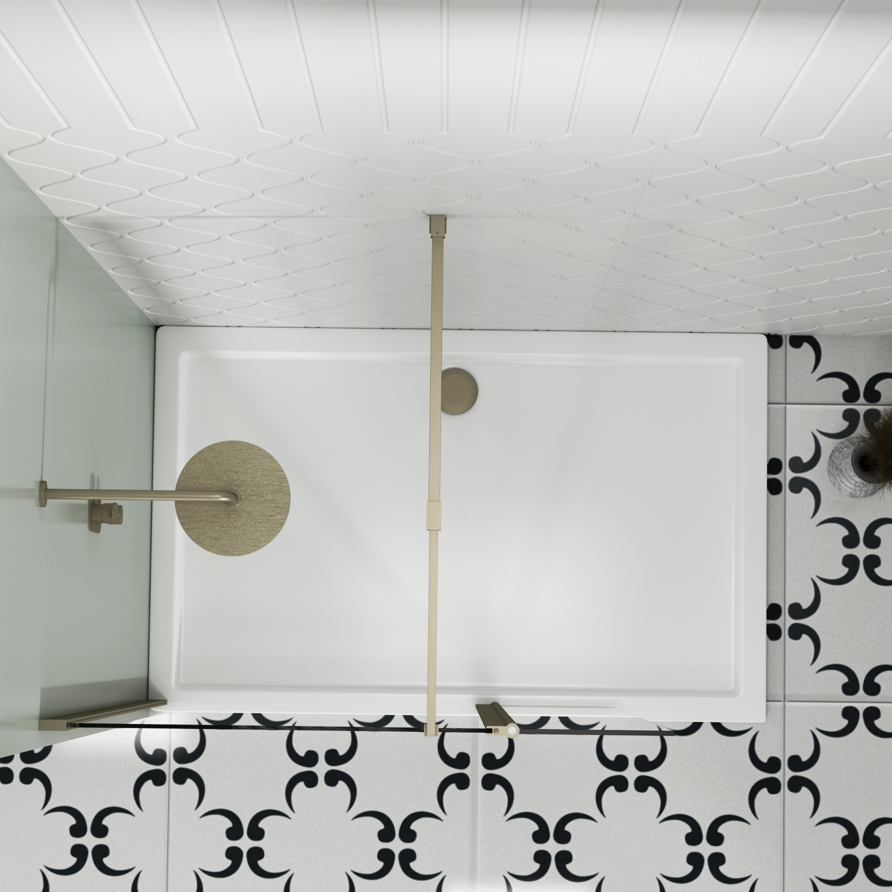 Marbella Brushed Nickel Walk In Wet Room Shower Screen with Flipper Panel 8mm Easy Clean Glass