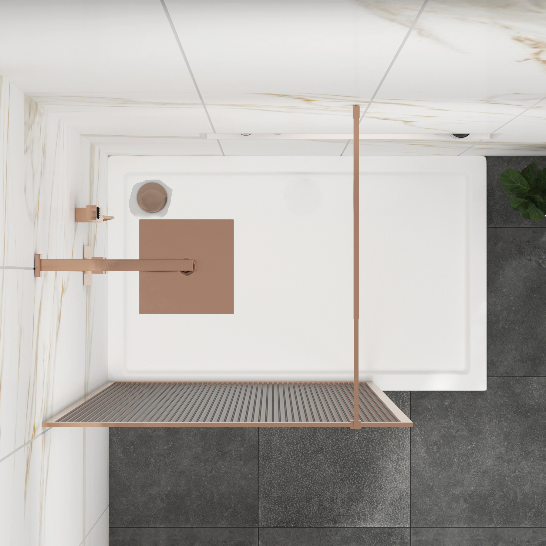 Luxor Walk-In Wet Room Fluted Shower Screen with Brushed Bronze Frame 8mm Easy Clean Glass