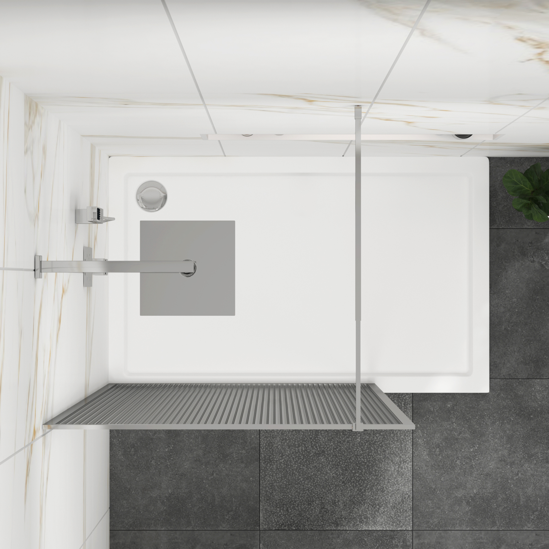 Luxor Walk-In Wet Room Fluted Shower Screen with Chrome Frame 8mm Easy Clean Glass