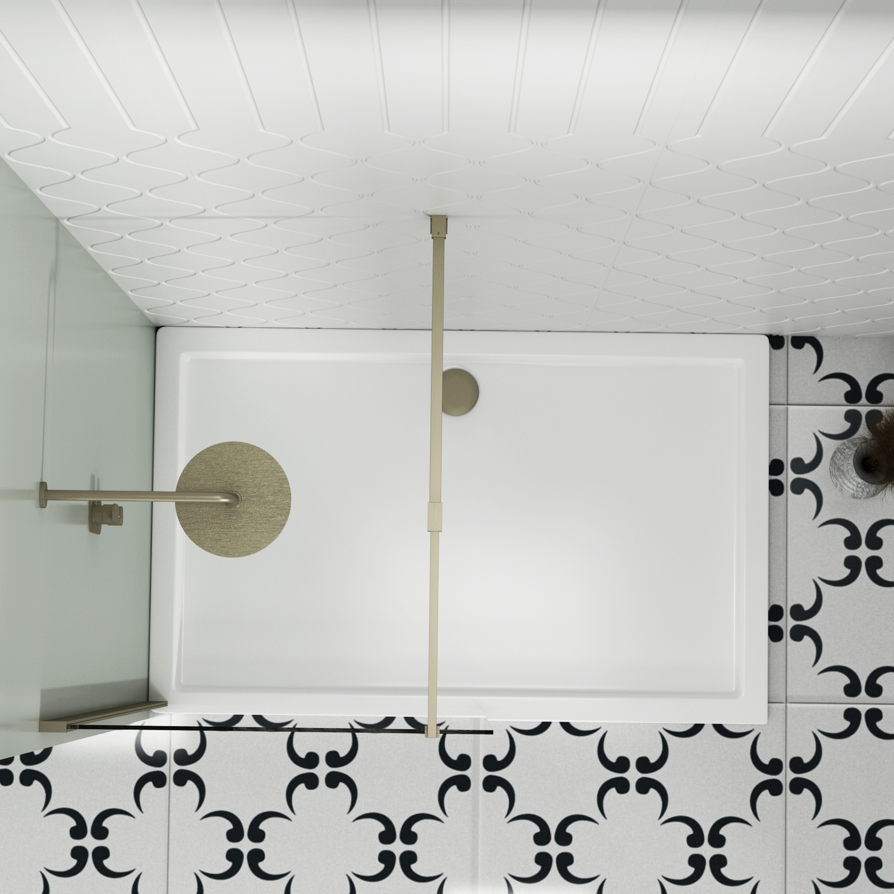 Marbella Brushed Nickel Walk In Wet Room Shower Screen 8mm Easy Clean Glass with Support Arm