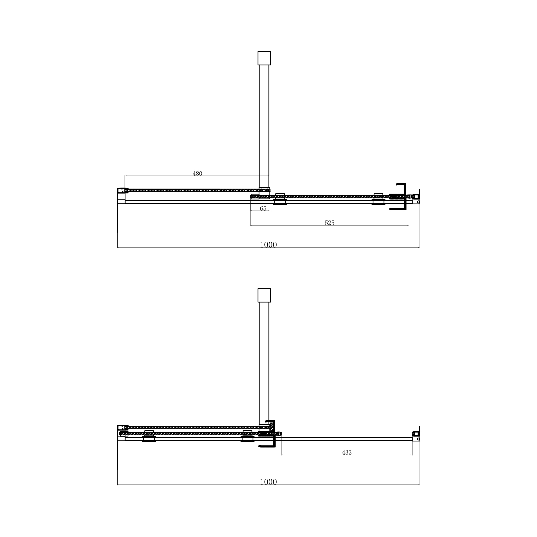 Luton 1000 x 800mm Wet Room Sliding Shower Screen Enclosure with Tray 8mm Easy Clean Glass, 1950mm Tall - Brushed Brass