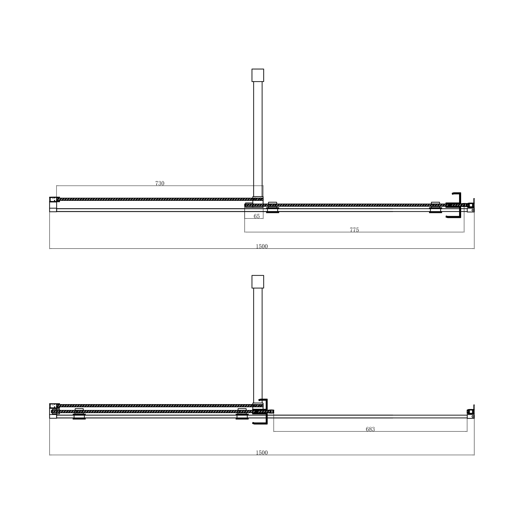Luton 1500 x 700mm Wet Room Sliding Shower Screen Door with Side Panel 8mm Easy Clean Glass, 1950mm Tall - Brushed Brass