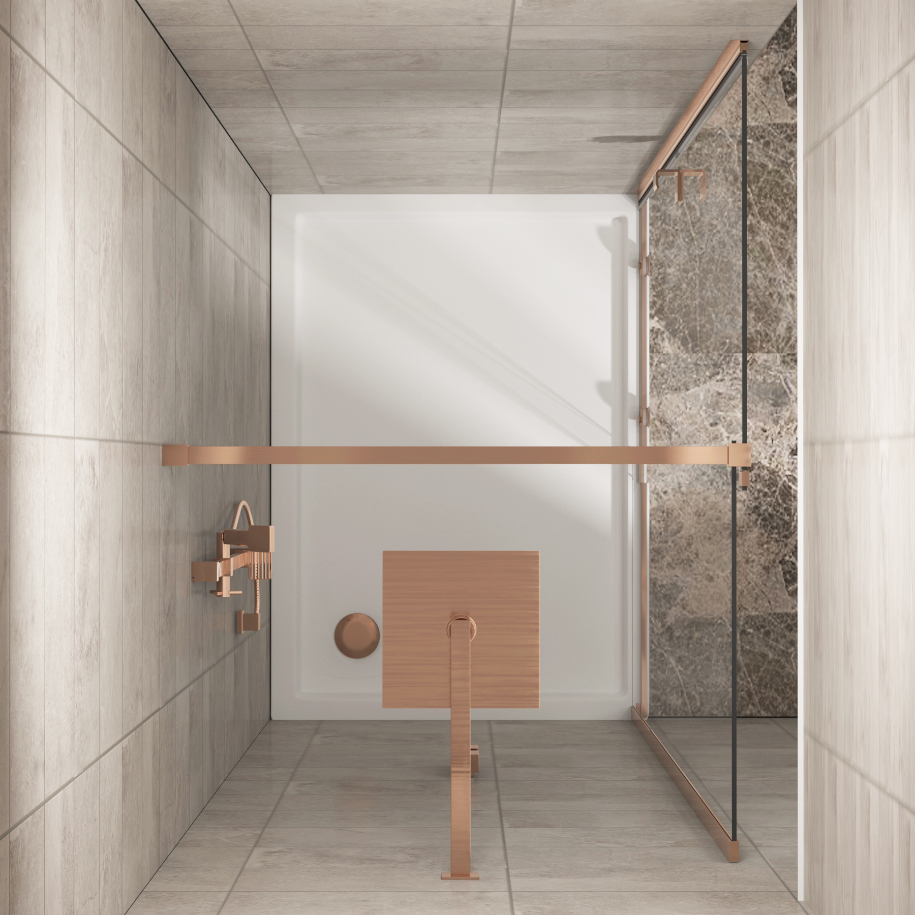 Luton Wet Room Recessed Sliding Shower Screen 8mm Easy Clean Glass, 1950mm Tall - Brushed Bronze
