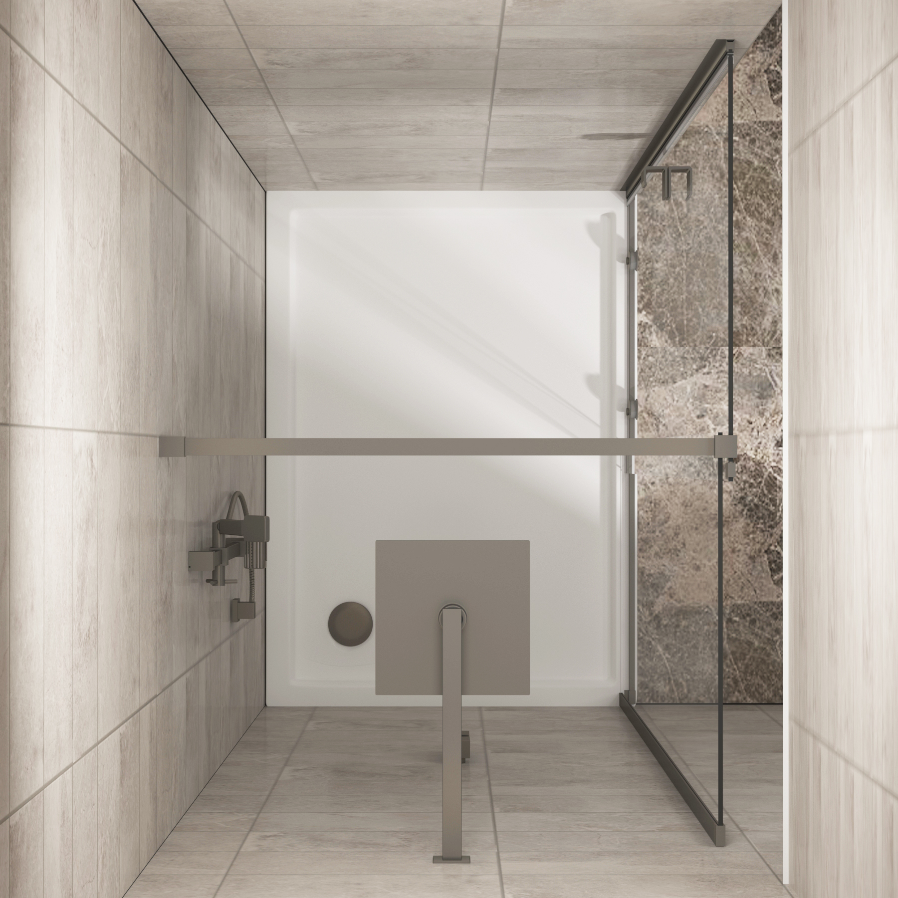 Luton Wet Room Recessed Sliding Shower Screen 8mm Easy Clean Glass, 1950mm Tall - Gun Metal Grey