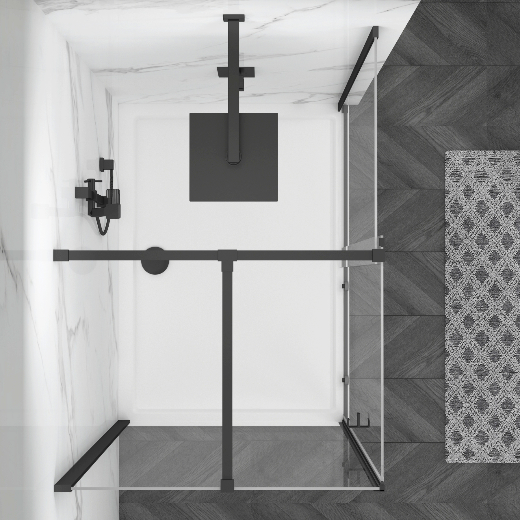 Luton 1400 x 900mm Wet Room Sliding Shower Screen Enclosure with Tray 8mm Easy Clean Glass, 1950mm Tall - Matt Black