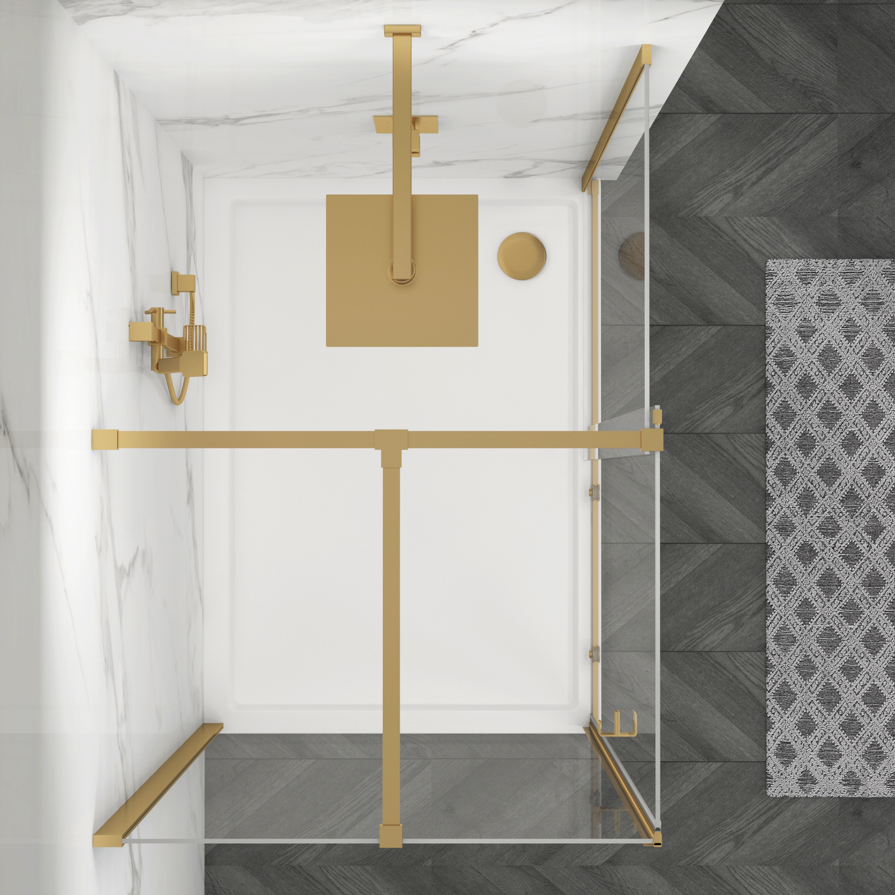 Luton 1000 x 800mm Wet Room Sliding Shower Screen Enclosure with Tray 8mm Easy Clean Glass, 1950mm Tall - Brushed Brass